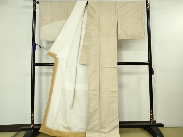 平和屋本店●極上　訪問着　紬地　刺し子　刺繍　名物裂花間道　蒸栗色地　逸品　未使用　DZAB5690kh6