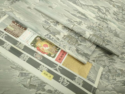 平和屋着物●極上　都喜ヱ門　本場大島紬　白大島　7マルキ　遊楽叙景　藤絹織物謹製　証紙付き　逸品　未使用　DZAB5691kh6