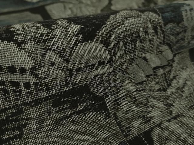 平和屋本店●極上　 伝統工芸士 永長洋一 本場大島紬 十八算 12マルキ 古代染色純泥染 風景文 永長織物 証紙付き 逸品 未使用　DZAB5692kh6
