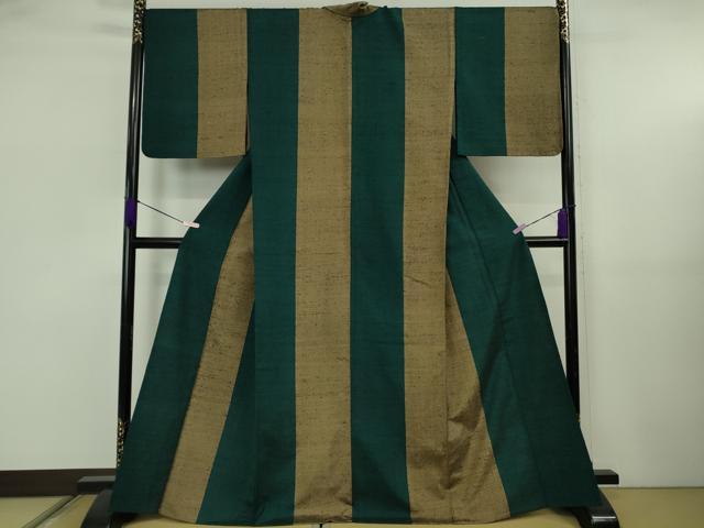 平和屋本店▽希少　ざざんざ織　伊兵衛織　単衣　間道　逸品　DZAB5694kh6