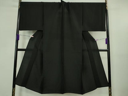 平和屋本店＊極上 夏物 男性 色無地 キングサイズ 間道紋紗 黒地 逸品 DZAB5695kh6