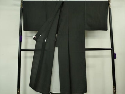 平和屋本店＊極上 夏物 男性 色無地 キングサイズ 間道紋紗 黒地 逸品 DZAB5695kh6