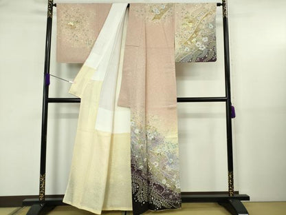 平和屋本店●極上　吉乃一廉　幻の辻が花　訪問着　暈し染め　金彩　銀通し地　逸品　DZAB5697kh6