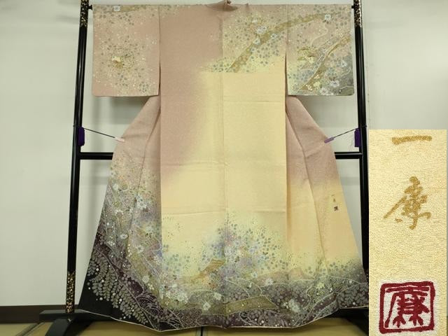 平和屋本店●極上　吉乃一廉　幻の辻が花　訪問着　暈し染め　金彩　銀通し地　逸品　DZAB5697kh6