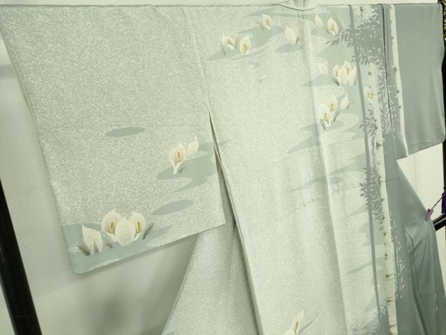 平和屋本店●極上　鎌倉友禅　坂井教人　日本工芸会正会員　訪問着　刺繍　白麗　たたき染め　金糸　色紙付き　逸品　未使用　DZAB5698kh6