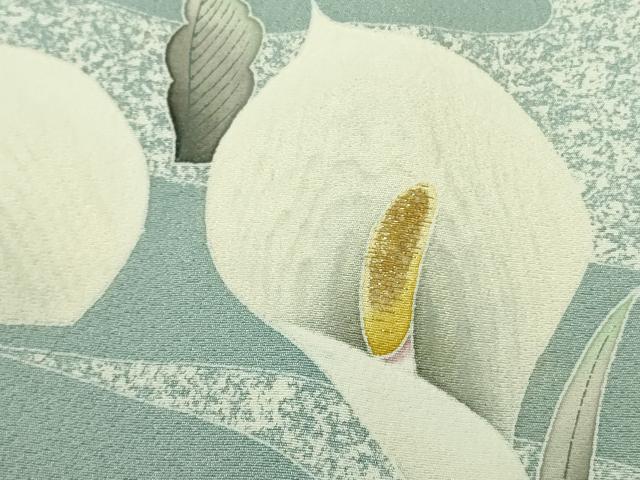 平和屋本店●極上　鎌倉友禅　坂井教人　日本工芸会正会員　訪問着　刺繍　白麗　たたき染め　金糸　色紙付き　逸品　未使用　DZAB5698kh6