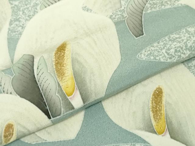 平和屋本店●極上　鎌倉友禅　坂井教人　日本工芸会正会員　訪問着　刺繍　白麗　たたき染め　金糸　色紙付き　逸品　未使用　DZAB5698kh6
