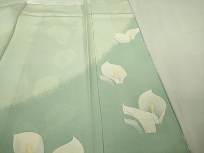 平和屋本店●極上　鎌倉友禅　坂井教人　日本工芸会正会員　訪問着　刺繍　白麗　たたき染め　金糸　色紙付き　逸品　未使用　DZAB5698kh6