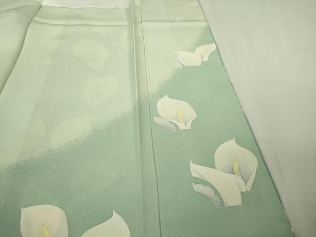 平和屋本店●極上　鎌倉友禅　坂井教人　日本工芸会正会員　訪問着　刺繍　白麗　たたき染め　金糸　色紙付き　逸品　未使用　DZAB5698kh6
