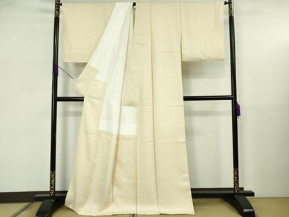 平和屋着物●極上　色無地　お召地　宝尽くし地紋　薄い砥粉色　逸品　DZAB5699kh6