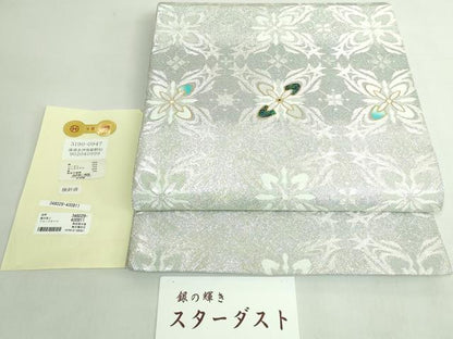 平和屋着物●極上　西陣　浅田叡一謹製　螺鈿作家　藤本隆士　六通柄袋帯　銀の輝き　スターダスト　金銀糸　証紙付き　逸品　DZAB5701kh6