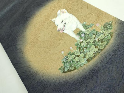 平和屋着物●極上　太鼓柄袋帯　手描き　柴犬　逸品　DZAB5704kh6