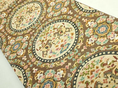 平和屋本店●最高級　明綴れ　全通柄袋帯　狩猟花文　金糸　逸品　DZAB5713kh6
