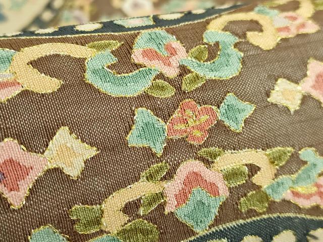 平和屋本店●最高級　明綴れ　全通柄袋帯　狩猟花文　金糸　逸品　DZAB5713kh6