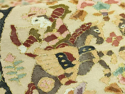 平和屋本店●最高級　明綴れ　全通柄袋帯　狩猟花文　金糸　逸品　DZAB5713kh6