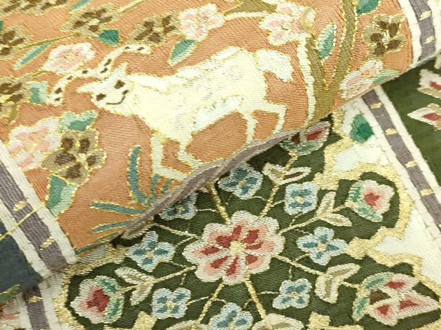 平和屋本店●極上　明綴れ　袋帯　格天井花文　金糸　逸品　DZAB5714kh6