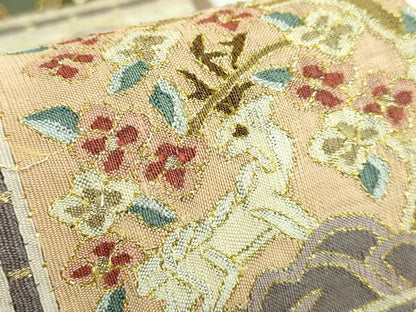 平和屋本店●極上　明綴れ　袋帯　格天井花文　金糸　逸品　DZAB5714kh6