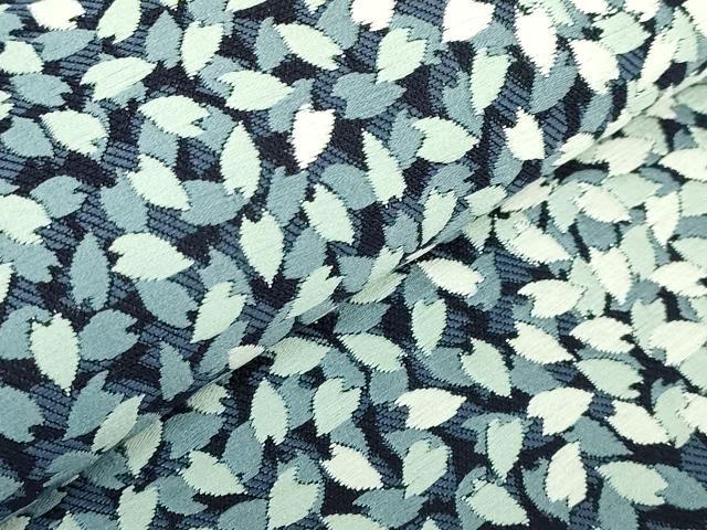 平和屋本店●極上　本場筑前博多織　八寸名古屋帯　本藍染め　舞桜　筑前織物　博多金ラベル　証紙付き　逸品　DZAB5715kh6
