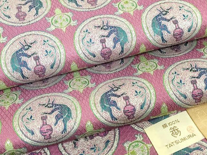 平和屋着物●極上　 龍村美術織物　九寸開き名古屋帯　天寿国繍兎文　逸品　DZAB5719kh6