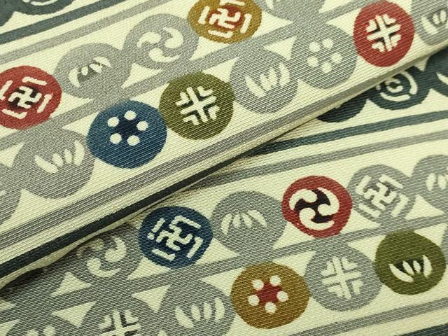 平和屋着物●極上　和染紅型　栗山紅型　栗山吉三郎　九寸名古屋帯　吉祥横段文　逸品　DZAB5728kh6