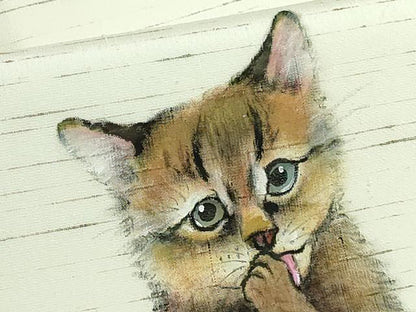 平和屋着物●極上　九寸名古屋帯　紬地　手描き　猫　逸品　DZAB5736kh6