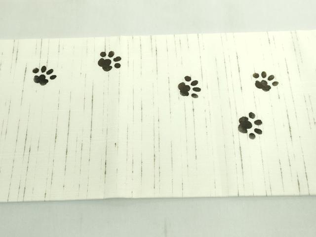 平和屋着物●極上　九寸名古屋帯　紬地　手描き　猫　逸品　DZAB5736kh6