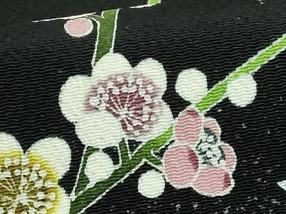 平和屋着物●極上　人間国宝・羽田登喜男　九寸名古屋帯　鴛鴦花文　黒地　金銀彩　鬼しぼ縮緬　逸品　DZAB5738kh6