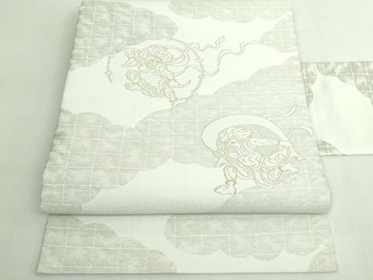 平和屋着物●極上　西陣　おぐら謹製　九寸名古屋帯　風神　雷神　金糸　逸品　新品　DZAB5741kh6