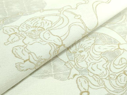 平和屋着物●極上　西陣　おぐら謹製　九寸名古屋帯　風神　雷神　金糸　逸品　新品　DZAB5740kh6