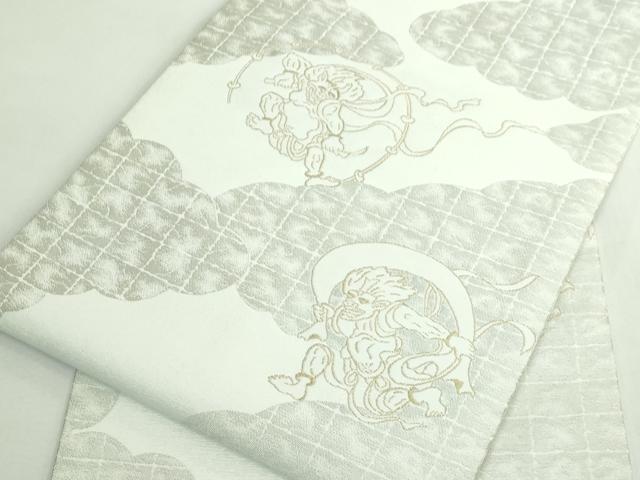 平和屋着物●極上　西陣　おぐら謹製　九寸名古屋帯　風神　雷神　金糸　逸品　新品　DZAB5741kh6 平和屋着物○極上 西陣 おぐら謹製 九寸名古屋帯 風神 雷神 金糸 逸品