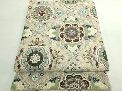 平和屋本店●最高級　中国三大刺繍　総相良刺繍　総刺繍　袋帯　200万粒　正倉院花文　逸品　DZAB5752kh6
