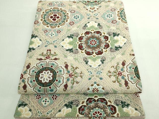 平和屋本店●最高級　中国三大刺繍　総相良刺繍　総刺繍　袋帯　200万粒　正倉院花文　逸品　DZAB5752kh6