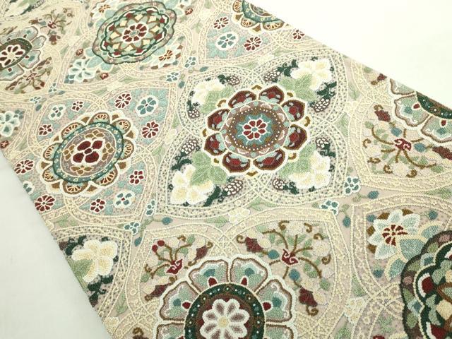平和屋本店●最高級　中国三大刺繍　総相良刺繍　総刺繍　袋帯　200万粒　正倉院花文　逸品　DZAB5752kh6