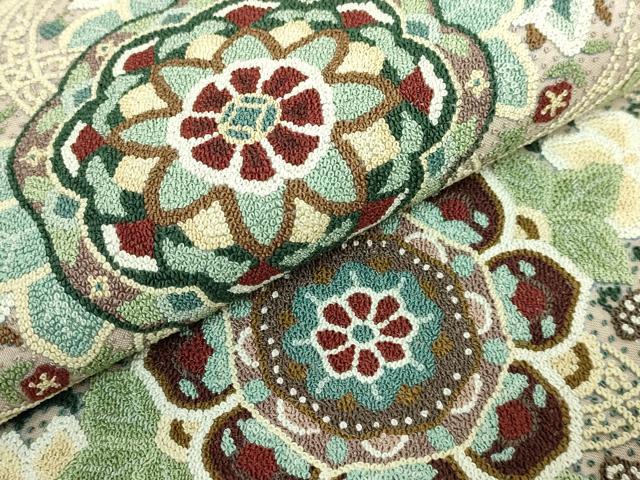 平和屋本店●最高級　中国三大刺繍　総相良刺繍　総刺繍　袋帯　200万粒　正倉院花文　逸品　DZAB5752kh6