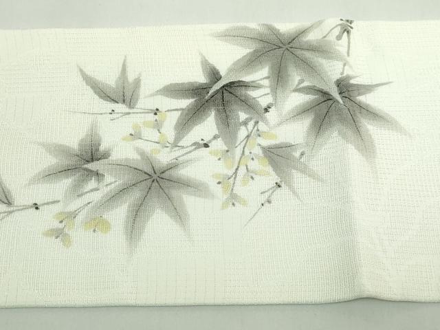 平和屋着物＊極上 夏物 九寸名古屋帯 作家物 手描き 流水楓文 逸品 DZAB5754kh6