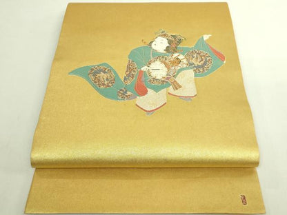 平和屋着物●極上　加賀友禅の巨匠　初代　由水十久　太鼓柄袋帯　一鼓　本金箔　逸品　DZAB5757kh6