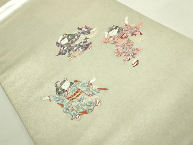 平和屋着物●極上　加賀友禅の巨匠　初代　由水十久　西陣　長嶋成織物　ながしま帯　太鼓柄袋帯　宝島至る　瀞銀錦　逸品　DZAB5758kh6