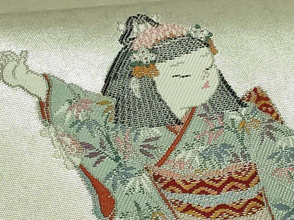 平和屋着物●極上　加賀友禅の巨匠　初代　由水十久　西陣　長嶋成織物　ながしま帯　太鼓柄袋帯　宝島至る　瀞銀錦　逸品　DZAB5758kh6