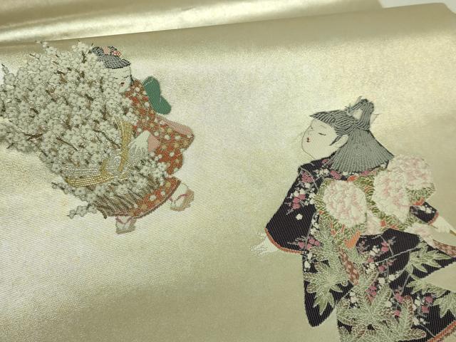 平和屋着物●極上　加賀友禅の巨匠　初代　由水十久　西陣　長嶋成織物　ながしま帯　太鼓柄袋帯　明妙　瀞銀錦　逸品　DZAB5760kh6