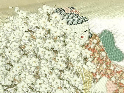 平和屋着物●極上　加賀友禅の巨匠　初代　由水十久　西陣　長嶋成織物　ながしま帯　太鼓柄袋帯　明妙　瀞銀錦　逸品　DZAB5760kh6