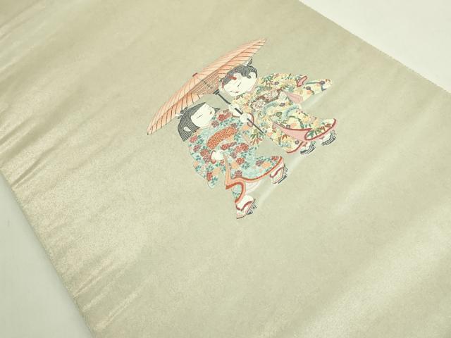 平和屋着物●極上　加賀友禅の巨匠　初代　由水十久　西陣　長嶋成織物　ながしま帯　太鼓柄袋帯　卯月　瀞銀錦　逸品　DZAB5761kh6