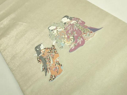平和屋着物●極上　加賀友禅の巨匠　初代　由水十久　西陣　長嶋成織物　ながしま帯　太鼓柄袋帯　観桜　瀞銀錦　逸品　DZAB5764kh6