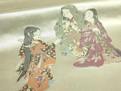平和屋着物●極上　加賀友禅の巨匠　初代　由水十久　西陣　長嶋成織物　ながしま帯　太鼓柄袋帯　観桜　瀞銀錦　逸品　DZAB5764kh6