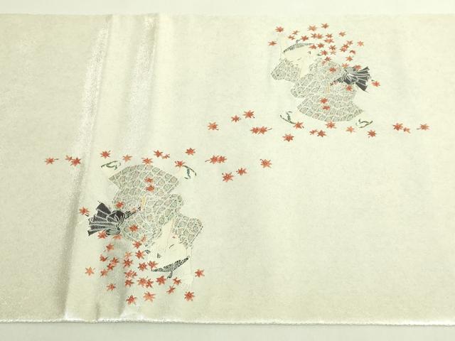 平和屋着物●極上　加賀友禅の巨匠　初代　由水十久　西陣　長嶋成織物　ながしま帯　太鼓柄袋帯　城下町　瀞銀錦　逸品　DZAB5766kh6