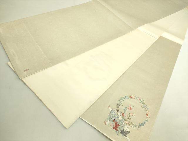 平和屋着物●極上　加賀友禅の巨匠　初代　由水十久　西陣　長嶋成織物　ながしま帯　太鼓柄袋帯　はなのわ　瀞銀錦　逸品　DZAB5767kh6