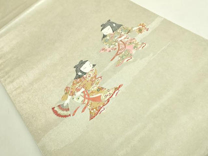 平和屋着物●極上　加賀友禅の巨匠　初代　由水十久　西陣　長嶋成織物　ながしま帯　太鼓柄袋帯　隆達小歌　瀞銀錦　逸品　DZAB5768kh6