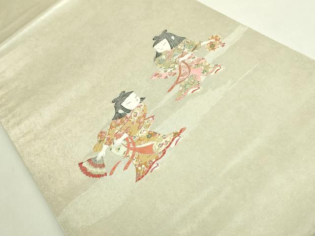平和屋着物●極上　加賀友禅の巨匠　初代　由水十久　西陣　長嶋成織物　ながしま帯　太鼓柄袋帯　隆達小歌　瀞銀錦　逸品　DZAB5768kh6