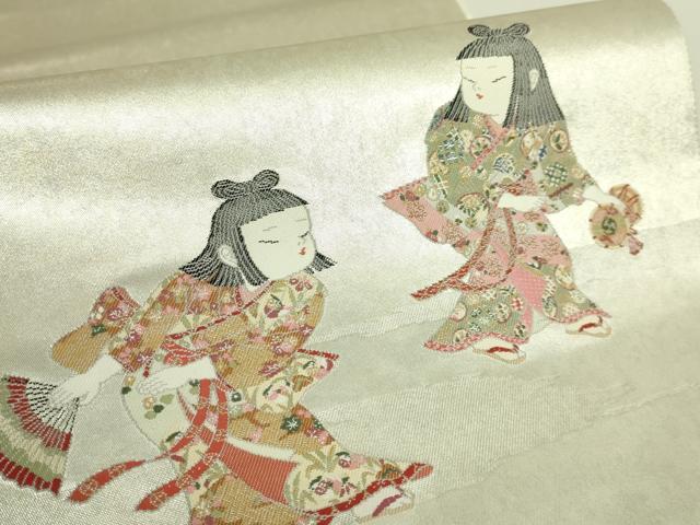 平和屋着物●極上　加賀友禅の巨匠　初代　由水十久　西陣　長嶋成織物　ながしま帯　太鼓柄袋帯　隆達小歌　瀞銀錦　逸品　DZAB5768kh6