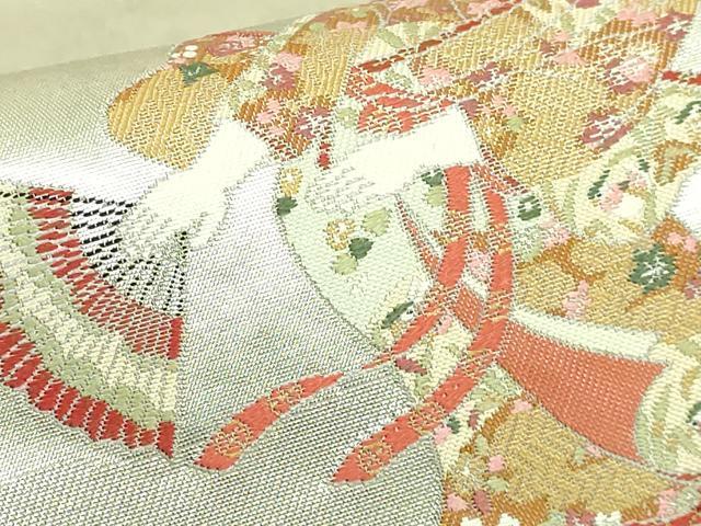 平和屋着物●極上　加賀友禅の巨匠　初代　由水十久　西陣　長嶋成織物　ながしま帯　太鼓柄袋帯　隆達小歌　瀞銀錦　逸品　DZAB5768kh6