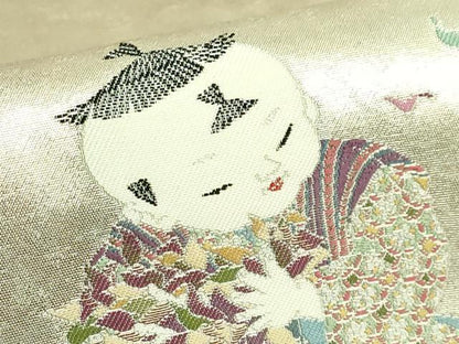 平和屋着物●極上　加賀友禅の巨匠　初代　由水十久　太鼓柄袋帯　森にて　銀糸　逸品　DZAB5769kh6